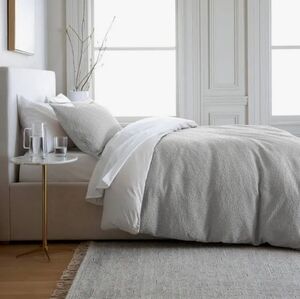 Quince Luxe Honeycomb Duvet Cover Twin Light Gray NEW